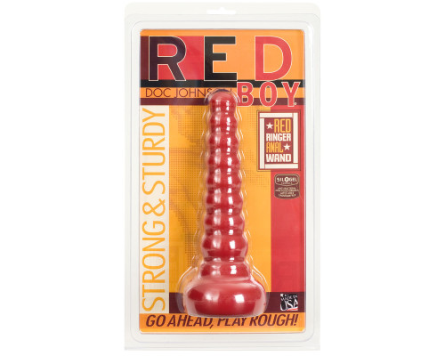 Ребристая анальная втулка Red Boy Anal Wand Butt Plug - 21,3 см.