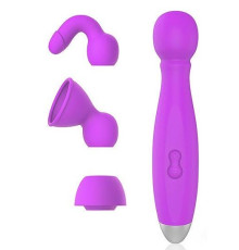 Фиолетовый вибромассажер BOWLING с 3 насадками