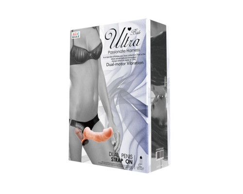 Женский телесный страпон с вагинальной вибропробкой Ultra - 17,5 см.