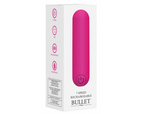 Розовая перезаряжаемая вибропуля 7 Speed Rechargeable Bullet - 7,7 см.