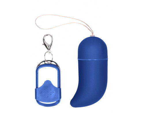 Синее виброяйцо Medium Wireless Vibrating G-Spot Egg с пультом - 7,5 см.