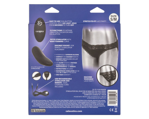 Черные кружевные трусики с вибромассажером Remote Control Panty Set S/M