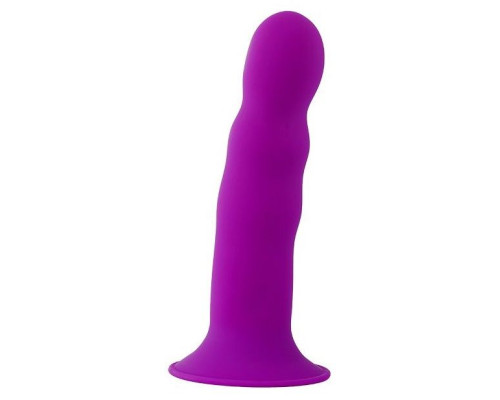 Фиолетовый фаллоимитатор-реалистик PREMIUM RIBBED DILDO - 18 см.