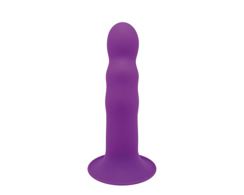 Фиолетовый фаллоимитатор-реалистик PREMIUM RIBBED DILDO - 18 см.