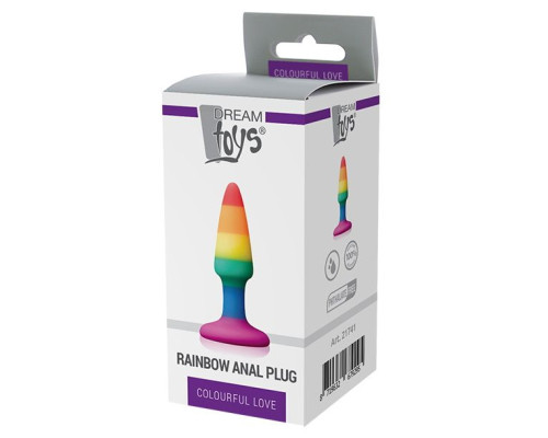 Разноцветная анальная втулка RAINBOW ANAL PLUG MINI - 9 см.