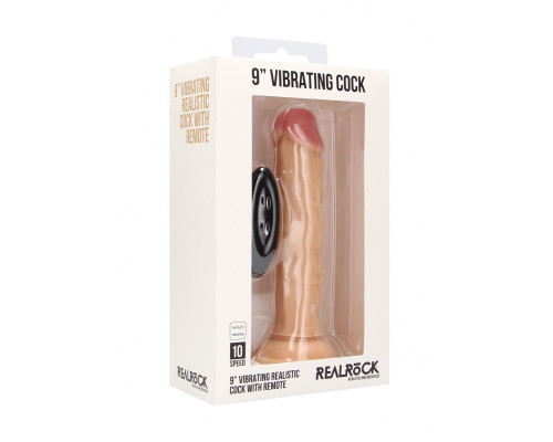 Телесный вибратор-реалистик Vibrating Realistic Cock 9  - 23,5 см.