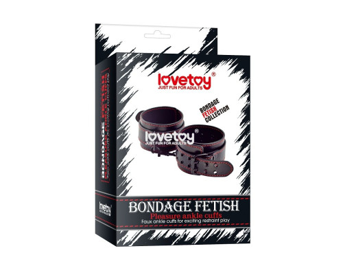 Черные поножи Bondage Fetish Pleasure Ankle cuffs с контрастной строчкой