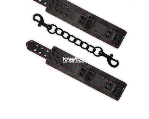 Черные поножи Bondage Fetish Pleasure Ankle cuffs с контрастной строчкой
