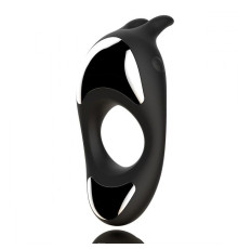 Черное эрекционное кольцо с двумя моторами Zeus Dual Vibe Cock Ring