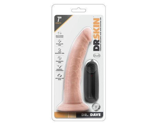 Телесный вибратор-реалистик Dr. Dave 7 Inch Vibrating Cock - 19 см.