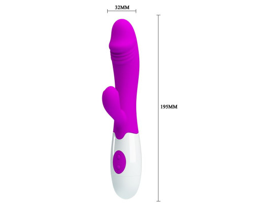 Лиловый вибратор Snappy с клиторальным отростком - 19,5 см.