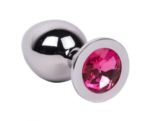 Большой стальной плаг с розовым кристаллом Pink Bubble Gum - 9,5 см.