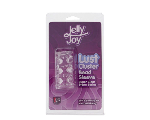 Прозрачная насадка на пенис с шипами и бугорками JELLY JOY LUST CLUSTER CLEAR