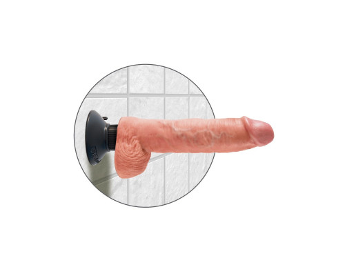 Телесный вибромассажер 10  Vibrating Cock with Balls - 25,4 см.