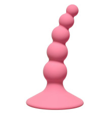 Розовая анальная пробка Ribbed Plug Pink - 10,5 см.