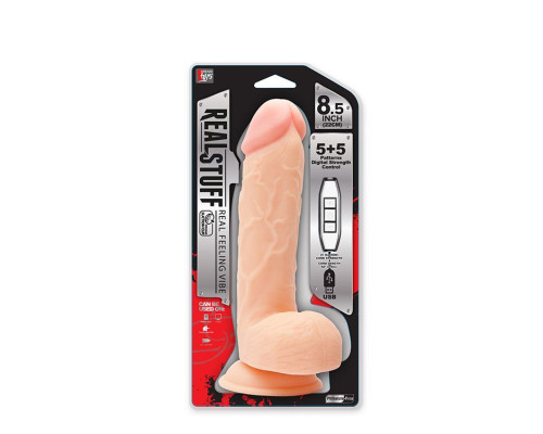 Телесный USB-вибратор REALSTUFF 8.5INCH - 22 см.