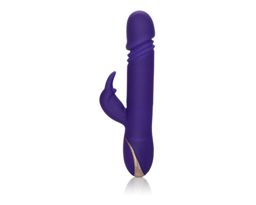 Фиолетовый вибратор с поступательным движением Jack Rabbit Signature Silicone Thrusting Rabbit - 20 см.