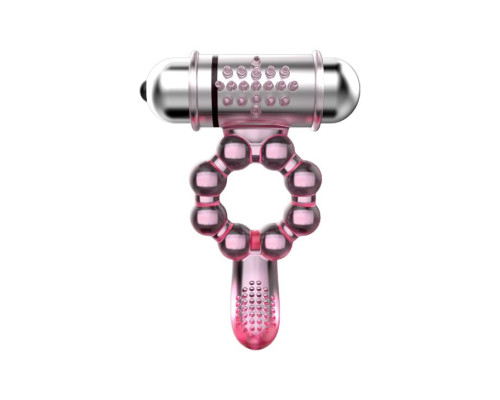 Розовое эрекционное кольцо с вибростимуляцией клитора Baile