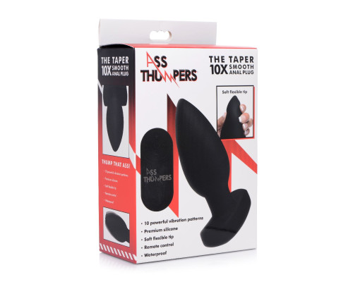 Черная анальная вибропробка с пультом ДУ The Taper 10X - 13 см.