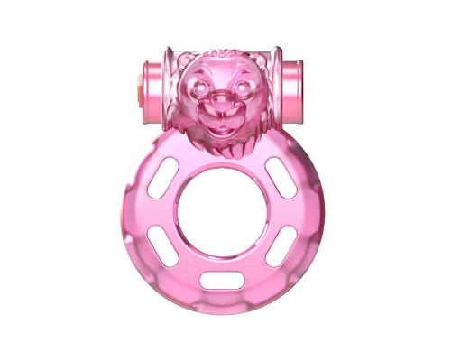 Розовое эрекционное кольцо с вибрацией Pink Bear