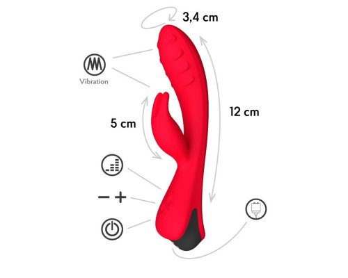 Красный вибратор-кролик Lepus с ребрышками