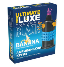 Черный стимулирующий презерватив «Африканский круиз» с ароматом банана - 1 шт.