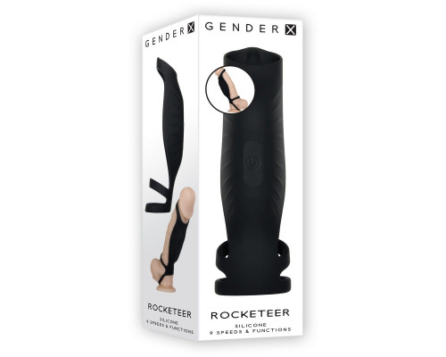 Черная поддерживающая сбруя на пенис Rocketeer