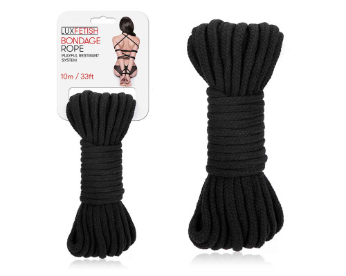 Черная хлопковая веревка для связывания Bondage Rope - 10 м.