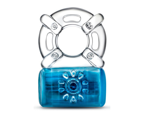 Синее эрекционное виброкольцо Pleaser Rechargeable C-Ring