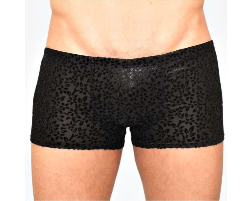 Мужские полупрозрачные трусы-боксеры с флокированным цветочным рисунком