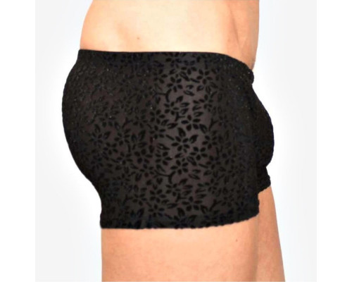 Мужские полупрозрачные трусы-боксеры с флокированным цветочным рисунком