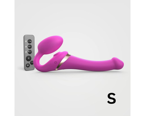 Ярко-розовый безремневой страпон Multi Orgasm Size S с клиторальной стимуляцией