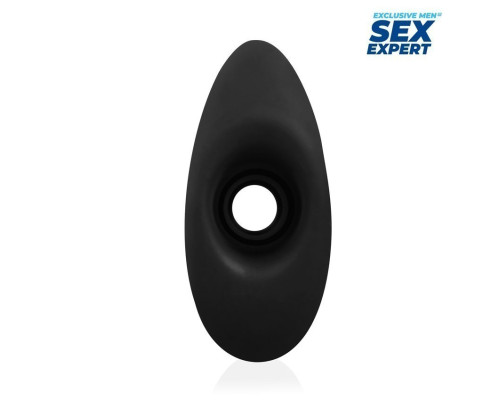 Черный рельефный анальный стимулятор-тоннель - 14 см.