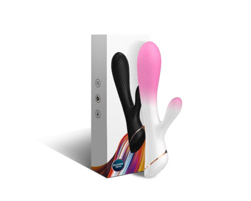 Бело-розовый вибромассажер-кролик - 20,5 см.