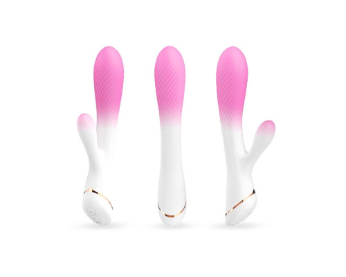 Бело-розовый вибромассажер-кролик - 20,5 см.