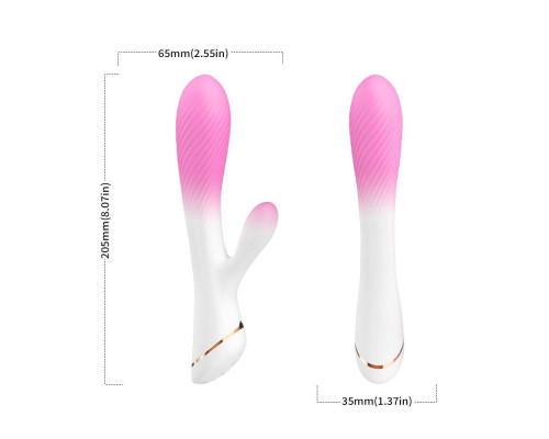 Бело-розовый вибромассажер-кролик - 20,5 см.