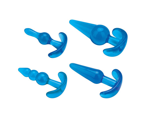 Тренировочный набор из 4 голубых анальных плагов Anal Training Set