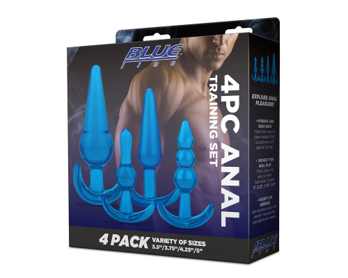 Тренировочный набор из 4 голубых анальных плагов Anal Training Set