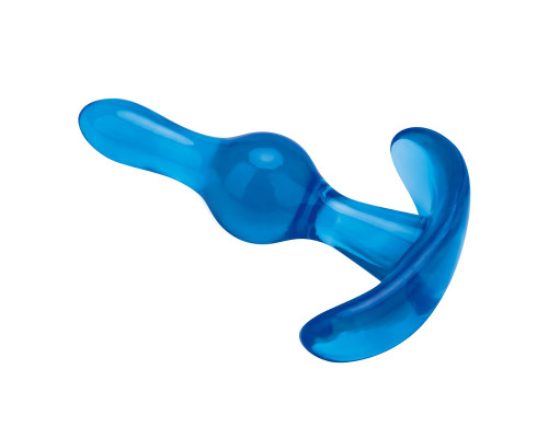 Голубой анальный стимулятор Tear Drop Butt Plug - 8,9 см.