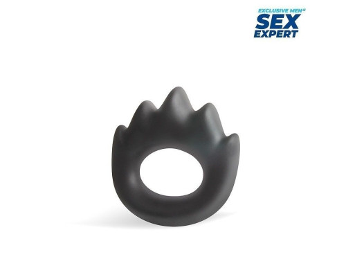 Черное эрекционное кольцо в форме пламени