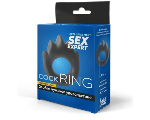 Черное эрекционное кольцо в форме пламени