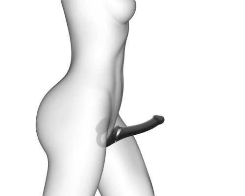 Черный безремневой страпон Multi Orgasm Size M с клиторальной стимуляцией