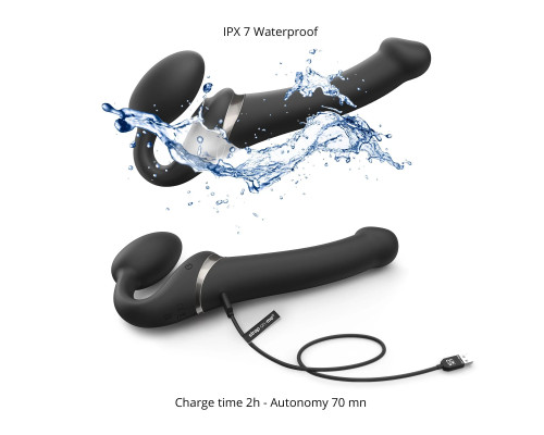 Черный безремневой страпон Multi Orgasm Size M с клиторальной стимуляцией