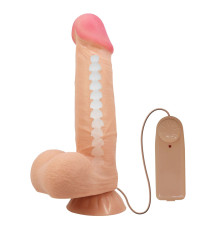 Телесный вибратор с подвижной кожей - 21,8 см.