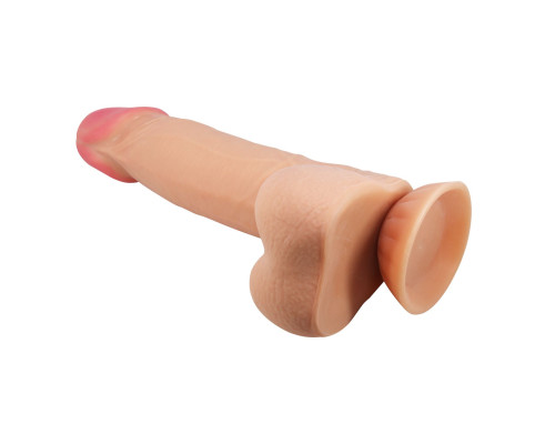Телесный фаллоимитатор с эффектом скользящей кожи - 21,8 см.