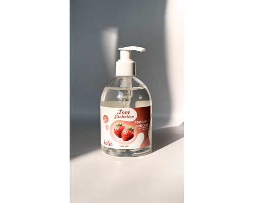 Лубрикант на водной снове Love Protection Strawberry с ароматом клубники - 300 мл.