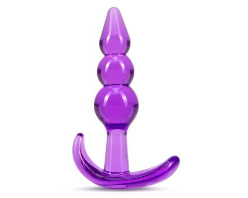Фиолетовый анальный стимулятор Triple Bead Anal Plug - 9 см.