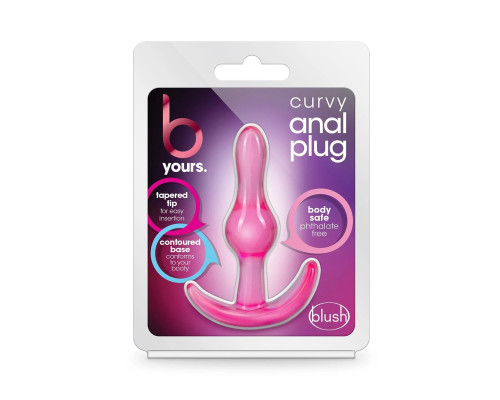 Розовая анальная пробка Curvy Anal Plug - 8,4 см.