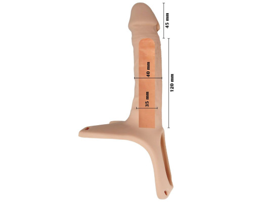 Телесный полый страпон на ремешках - 16,5 см.