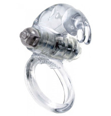 Прозрачное эрекционное виброкольцо с клиторальным зайчиком
